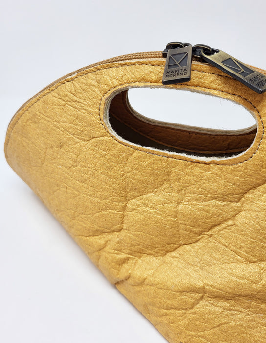 Bolsa SHELL Dourada Mineral em Piñatex