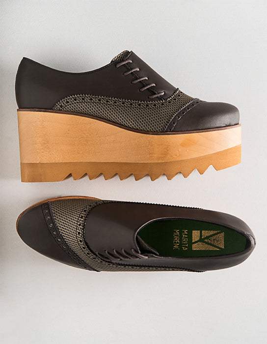 Sapatos Dali Derby Castanho & Ouro