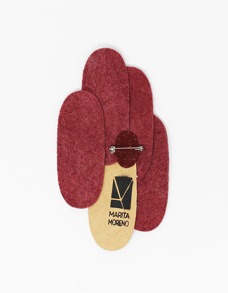 Pieces - Alfinete Assimétrico - Pinatex  Bordeaux  e Cortiça Bordeaux