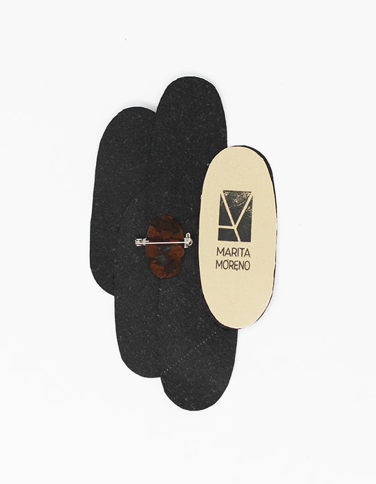 Pieces - Alfinete Assimétrico - Cortiça Castanha e Castanha Escura