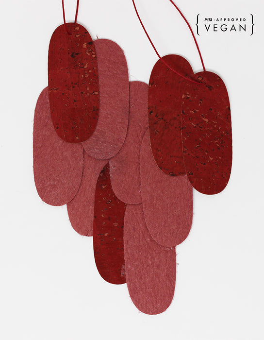 Pieces Assymmetrical M - Pink Pinatex & Red Cork